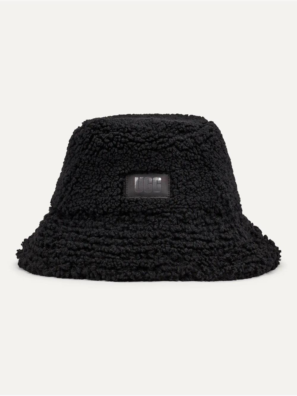 UGG Black Sherpa Bucket Hat with Logo Patch